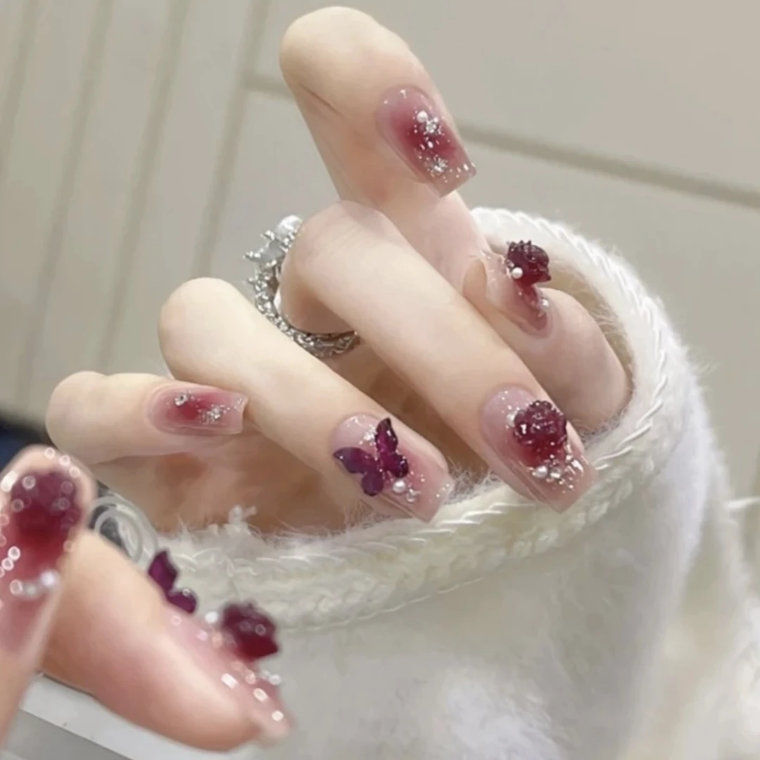 【乌梅子酱】轻奢简灵纯手工穿戴甲反复佩戴美甲贴