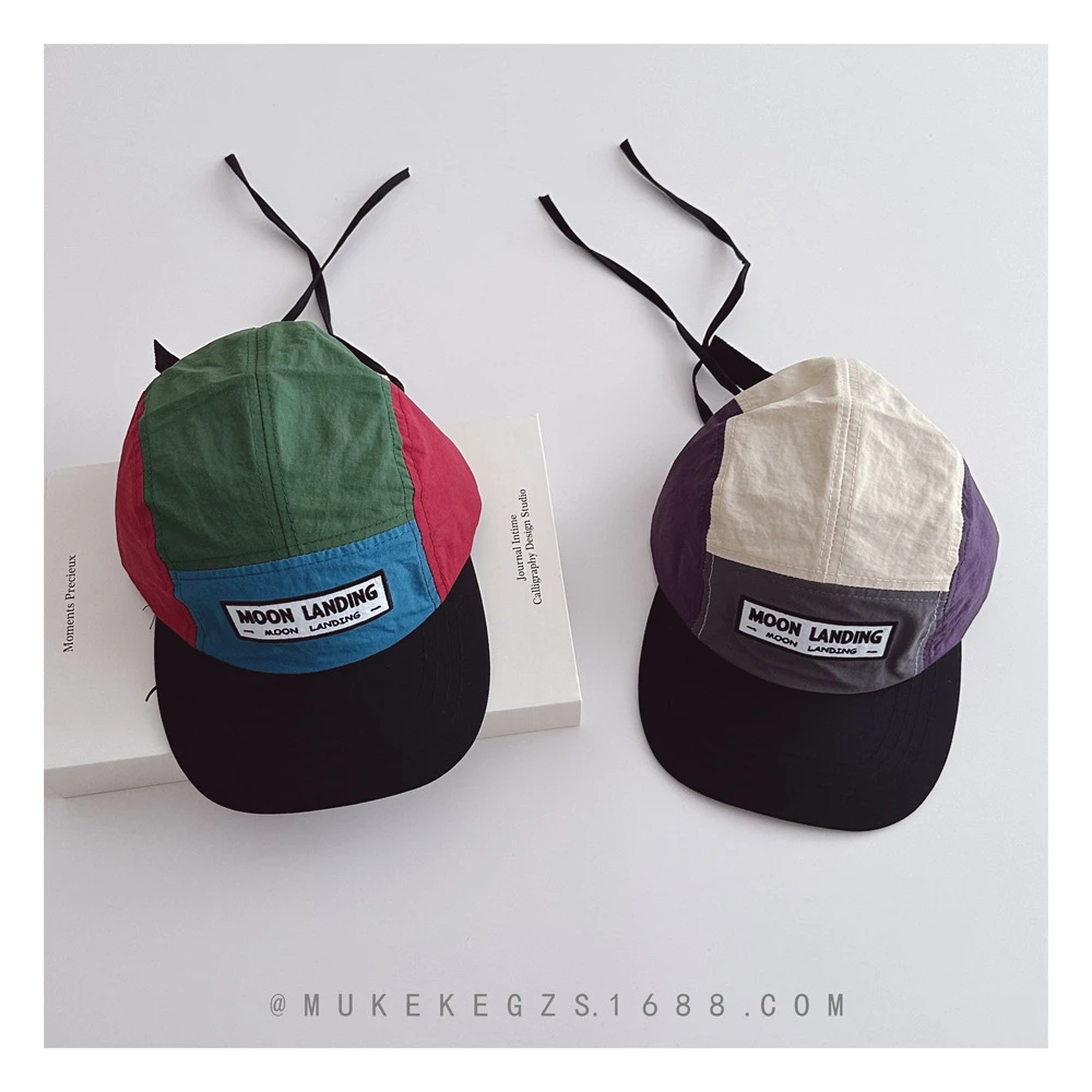 日系儿童五片鸭舌帽 夏季撞色亲子速干帽百搭户外遮阳帽平檐嘻哈