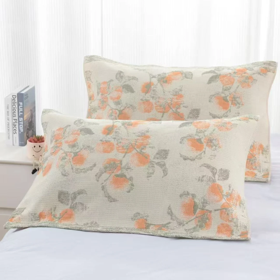 【橘柿枕巾】52*78cm枕巾舒适亲肤柔软枕巾一对装四季可用