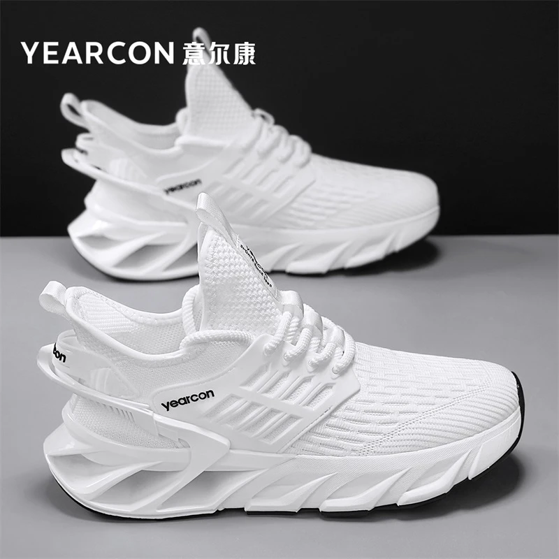 意尔康男鞋夏季2025新款透气飞织网鞋轻便减震软底跑步休闲运动鞋