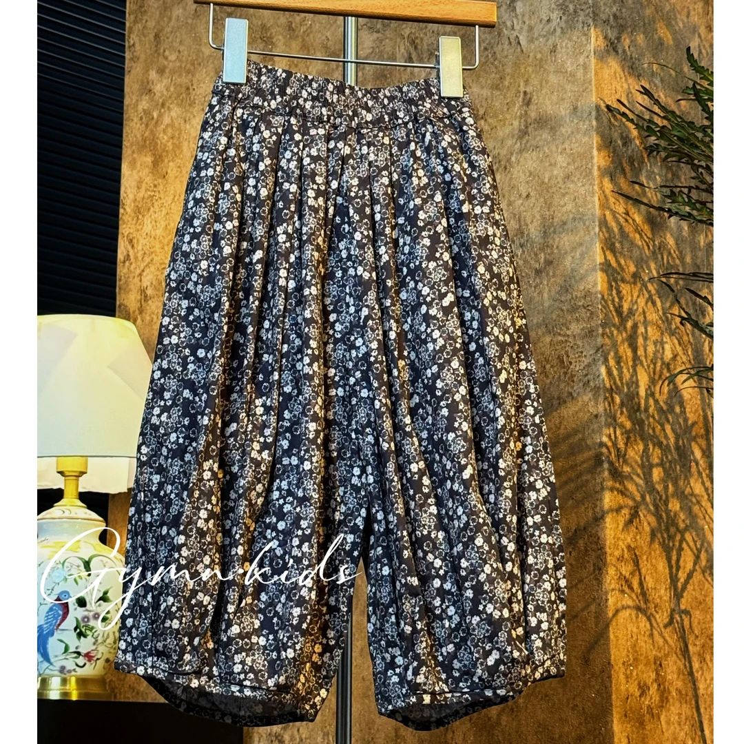 女童裤子夏季薄款2025年新品纯棉碎花百搭中大儿童休闲韩版阔腿裤