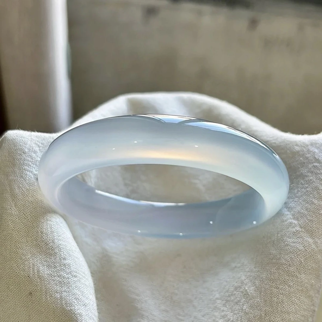 手镯62圈口 冰冰蓝宽条手镯 冰透简约显白百搭