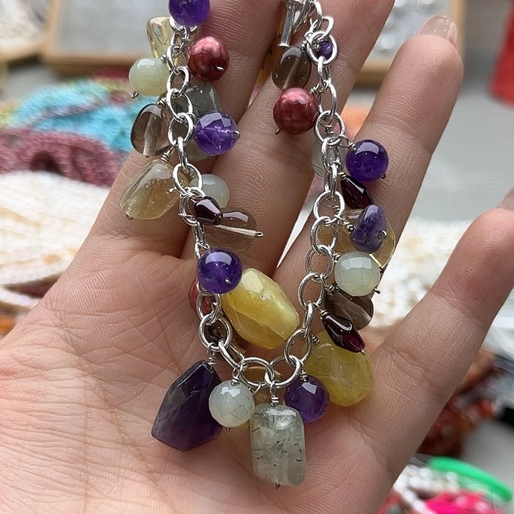 玛瑙/玉髓珠宝半成品未镶嵌多宝水晶手串1