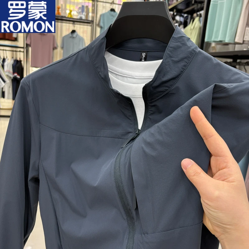 罗蒙夏季锦氨时尚冰丝冰感吸湿速干防晒服男士外套新款时尚皮肤衣