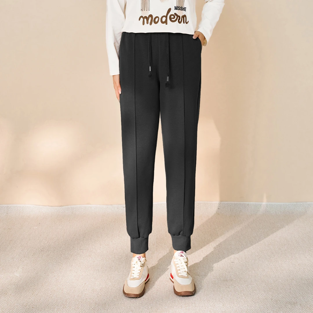 MsShe大码女装新秋显瘦松紧腰束脚裤J~M2409085