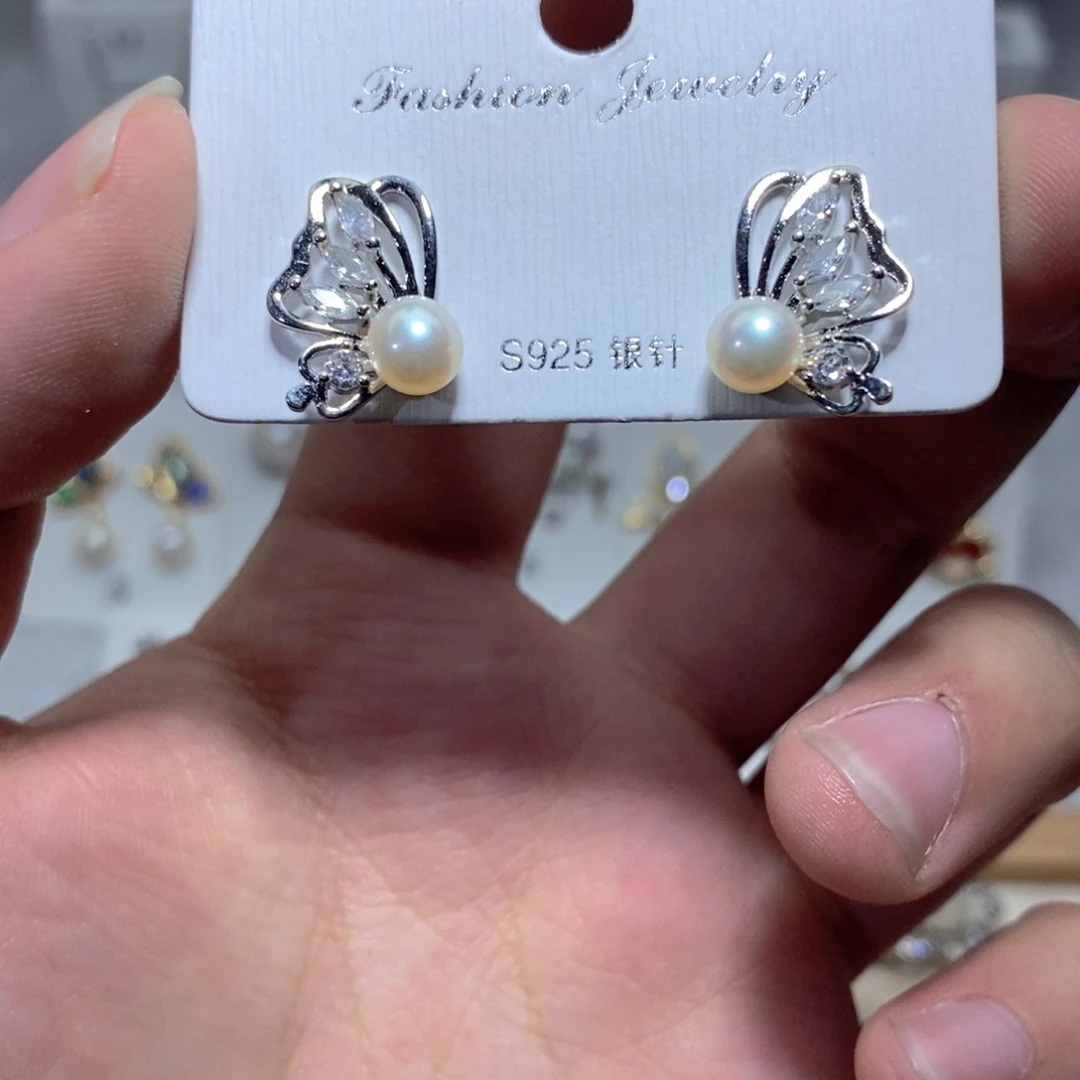 耳饰淡水珍珠银S925镶嵌