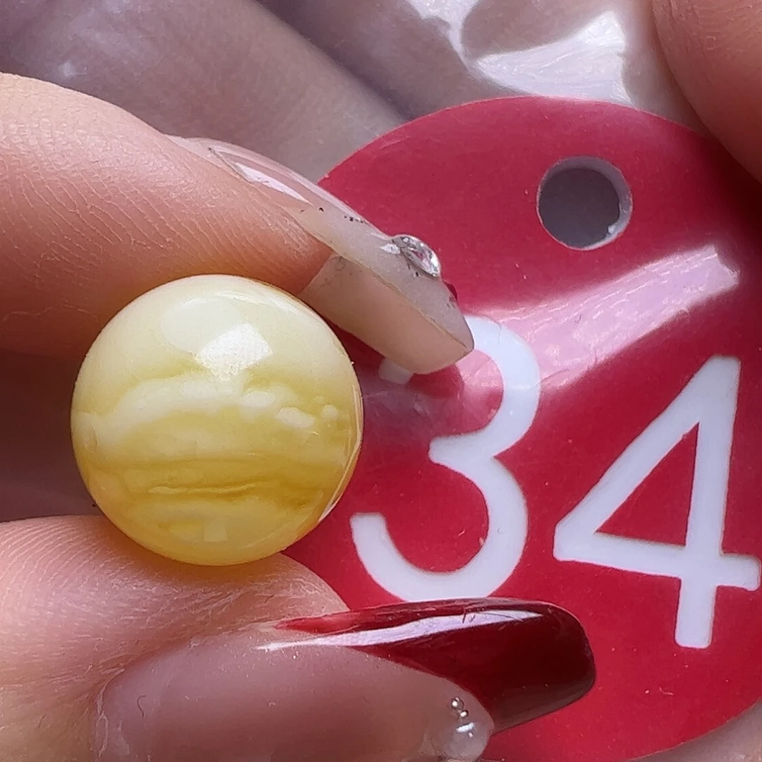 蜜蜡未镶嵌珠宝奇石12mm金瓷白圆珠