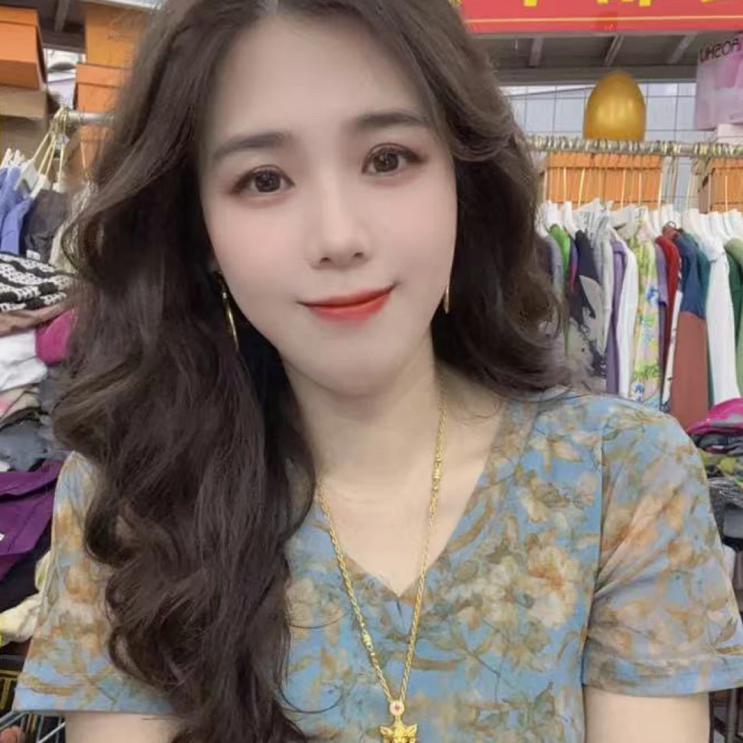 【V领/圆领】双层网纱短袖V领T恤碎花洋气上衣夏薄款透气短袖A2111