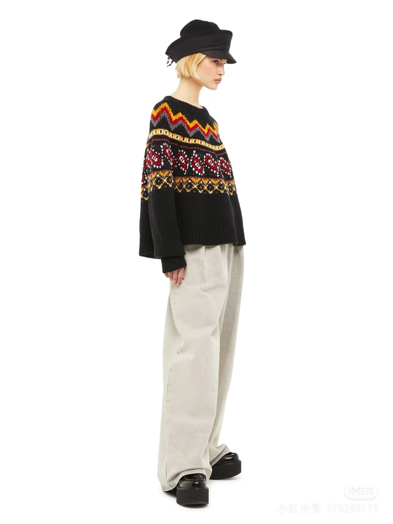 扣号直播间费尔岛复古针织衫毛