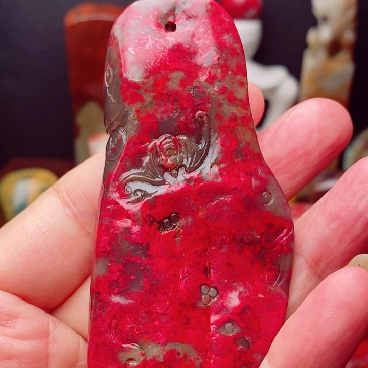 长***园昌化鸡血石鸡血石手把