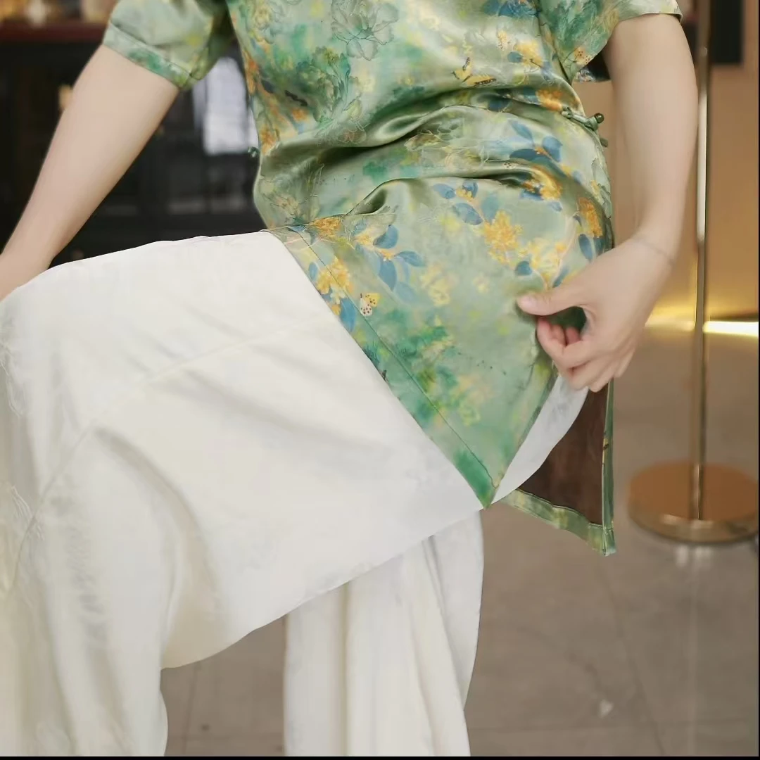 《白色仙仙裤》新中式春季长裤直筒裤休闲裤夏季春夏长裤时尚