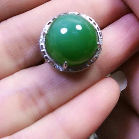 和田玉银S925镶嵌戒指