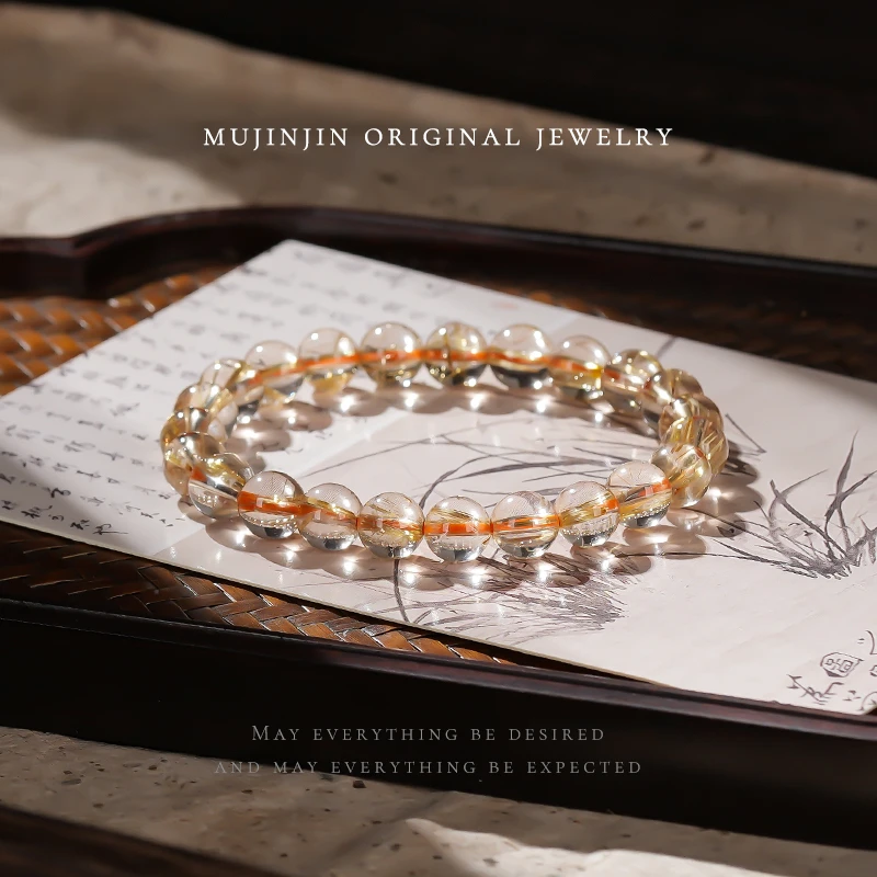 天然钛晶水晶手串女款送女生礼物时尚百搭手链气质手饰品