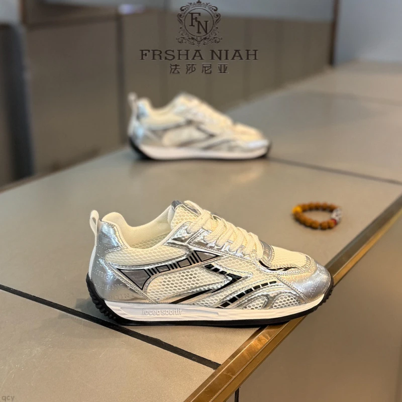 法莎尼亚男春季新款时尚拼色痞帅潮流系带透气轻便休闲百搭网面鞋