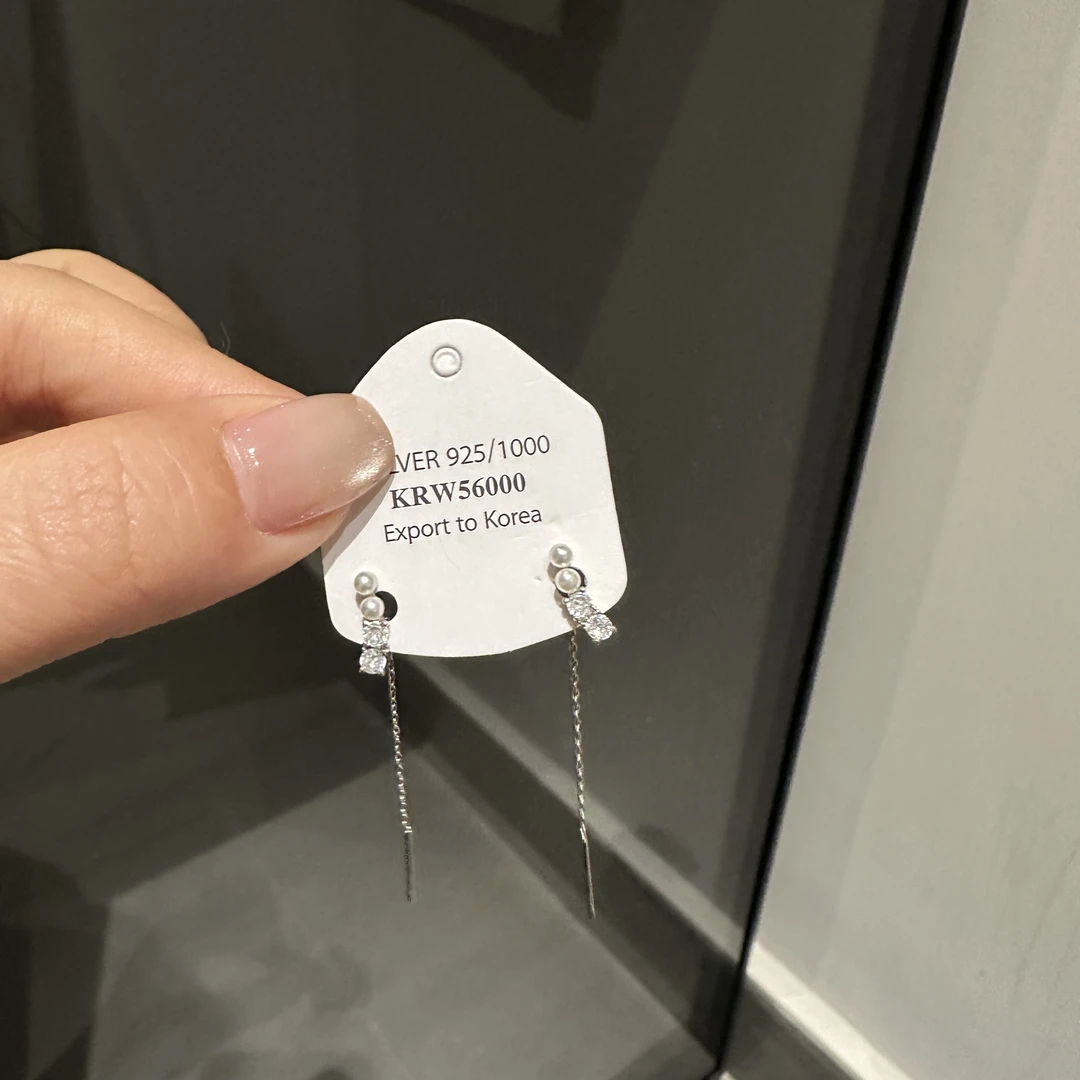 铜合金耳饰 AL6012 微镶珠珠流苏耳线