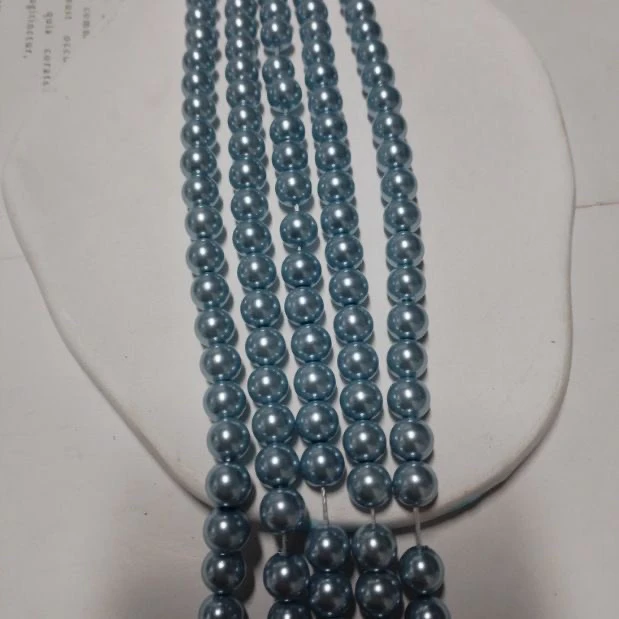 淡水有核强光蓝贝珠N232卡6珠串38CM/条