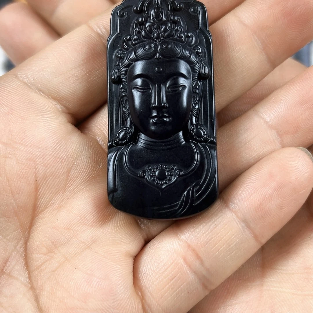 和田玉（墨玉）未镶嵌吊坠(不含链)和田玉墨玉观音小吊坠