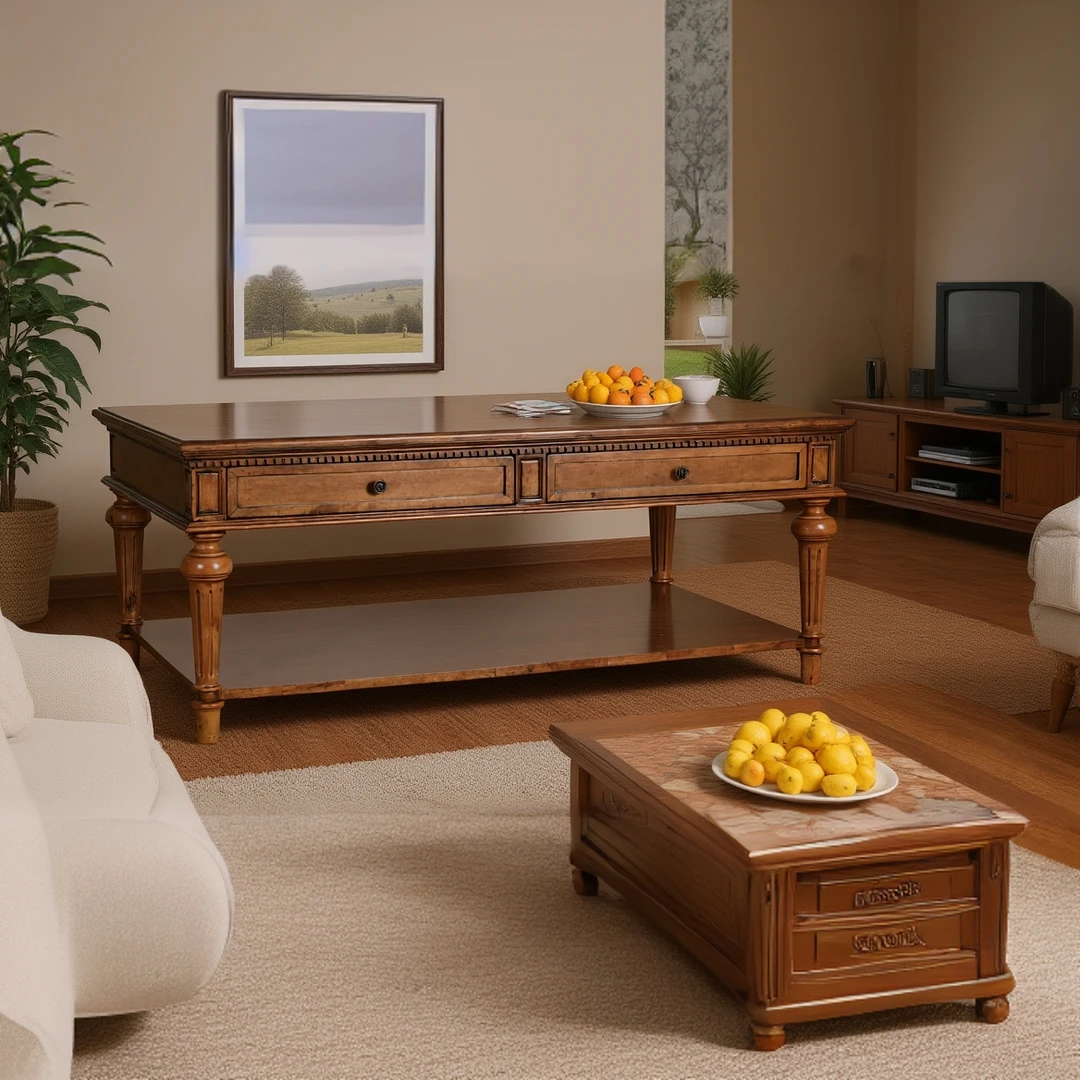 纯美世家米兰工艺中式复古雕花工艺茶几轻奢书桌木家具地柜成套