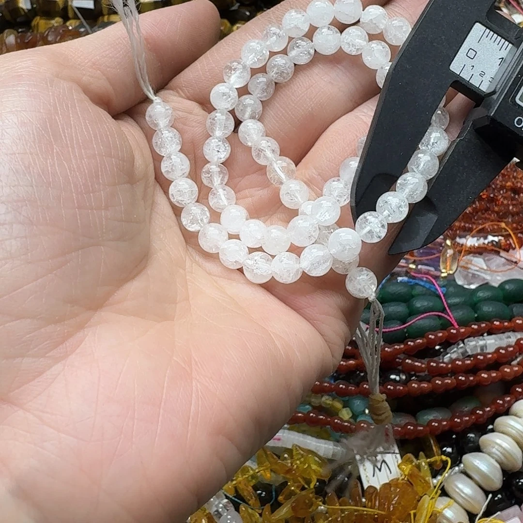 玛瑙/玉髓合金珠宝半成品一条6mm白水晶