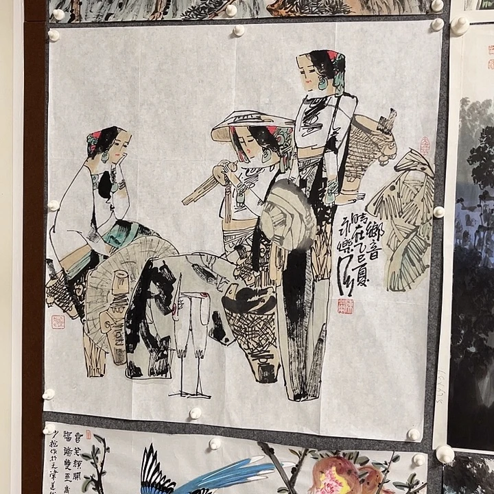 带灯款陈永乐四尺斗方人物画