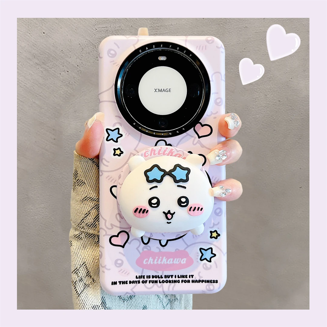 适用华为mate70pro+手机壳趣味可爱卡通吉伊卡哇磁吸支架mate60女