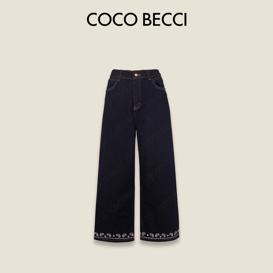 COCO BECCI【佩斯利牛仔】刺绣花边经典复古时尚牛仔裤CFHHC262064