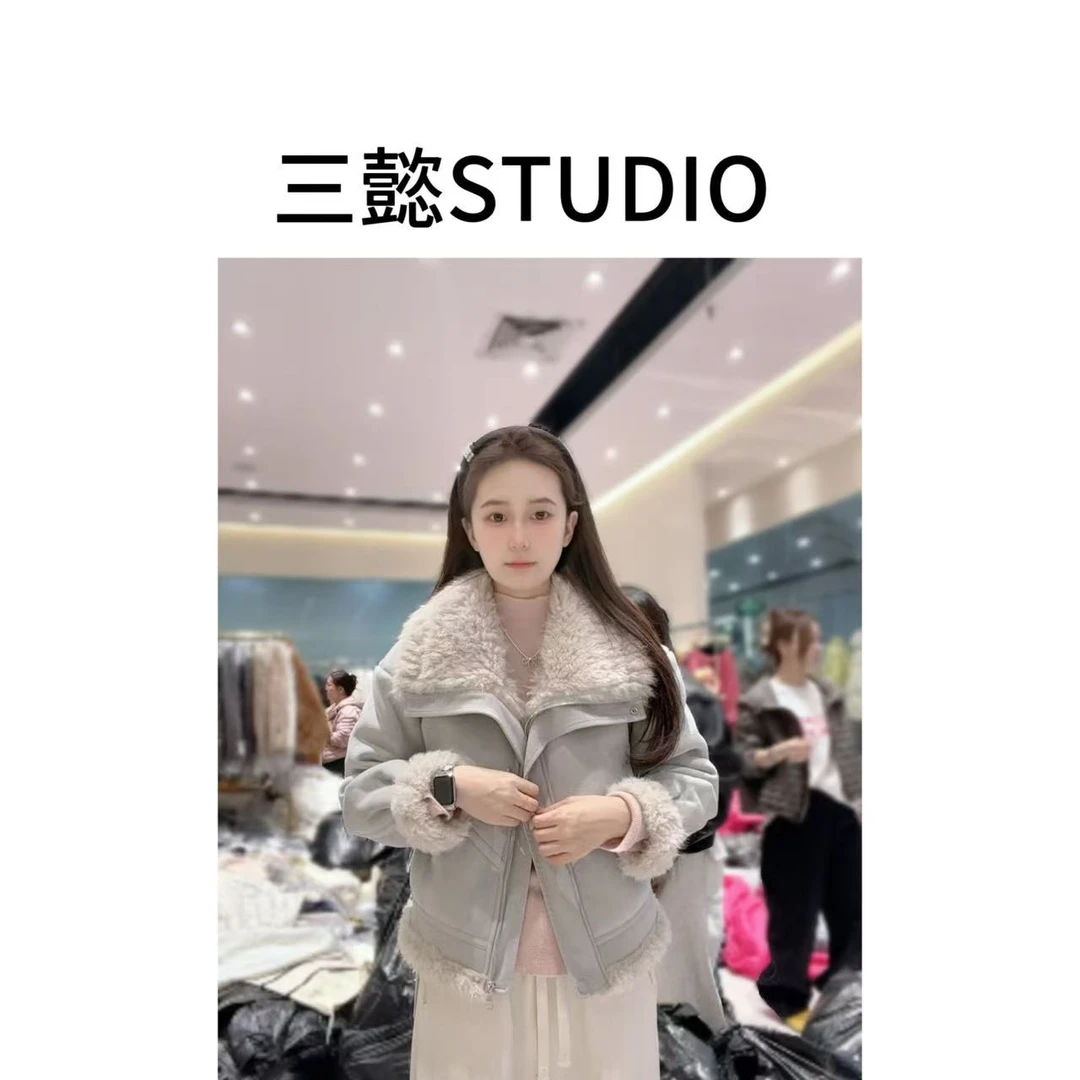【三懿服饰】冬季新款皮毛一体短款显瘦百搭设计感外套-606