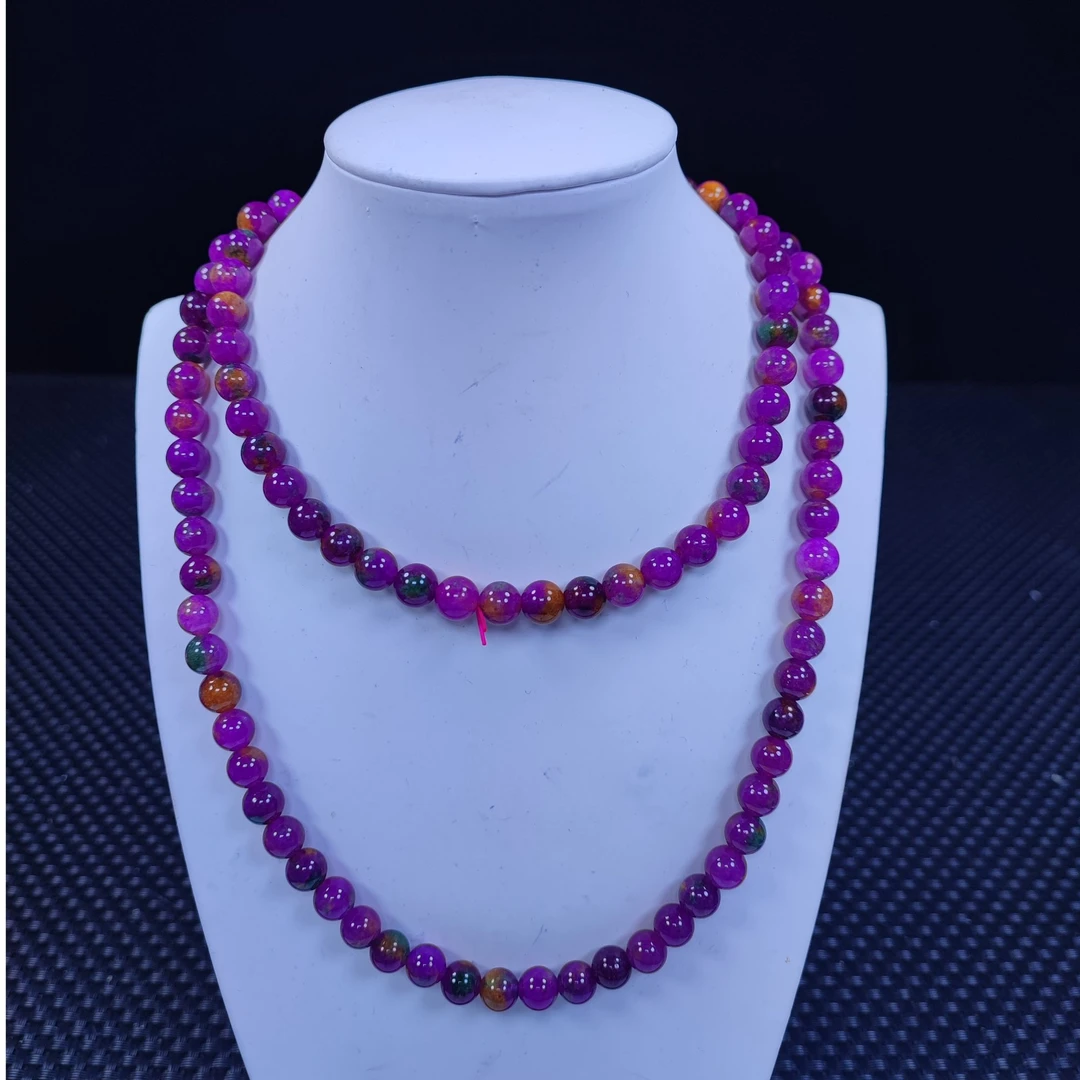 紫色8mm 108 项链J72