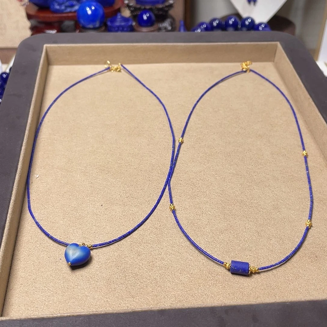 青金石银S925镀金镶嵌锁骨链（二选一）