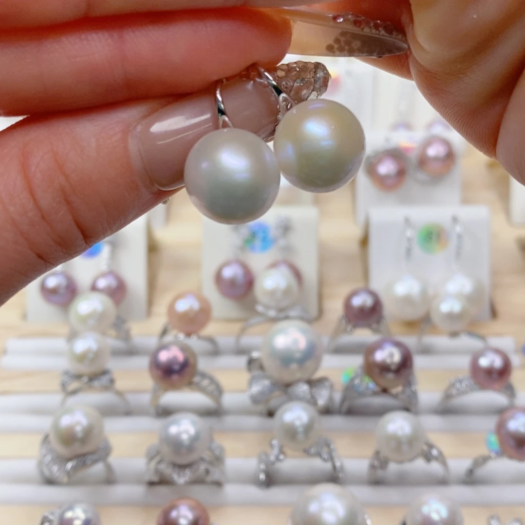 淡水珍珠耳饰银S925镶嵌