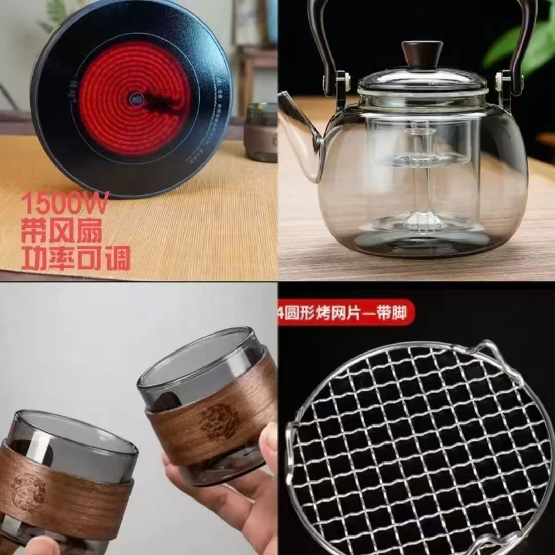 炉➕壶➕烤网➕杯子横硕电陶炉6档电磁炉开关水壶过滤