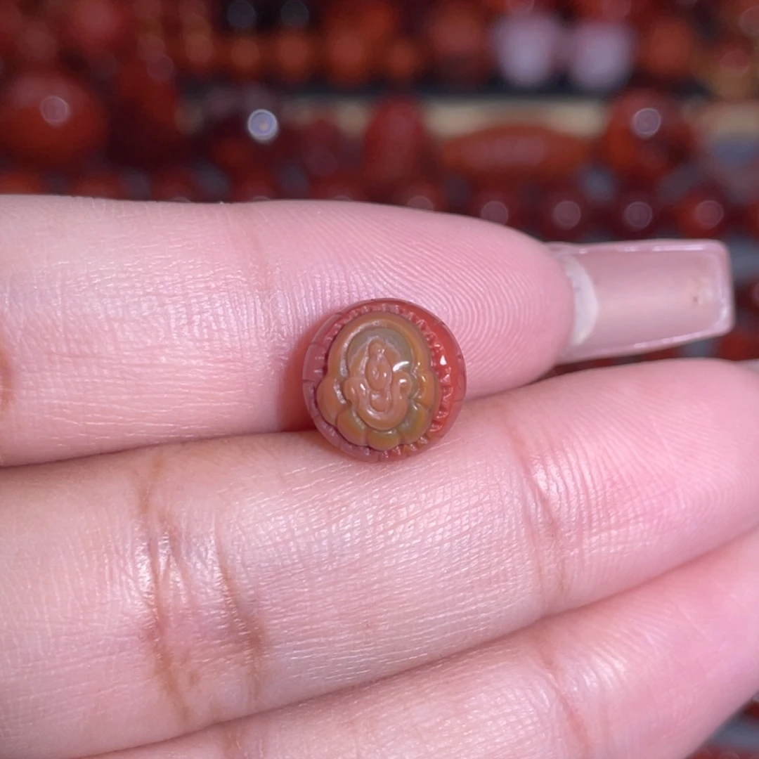 南红玛瑙未镶嵌包浆悟道圆珠卡10.3