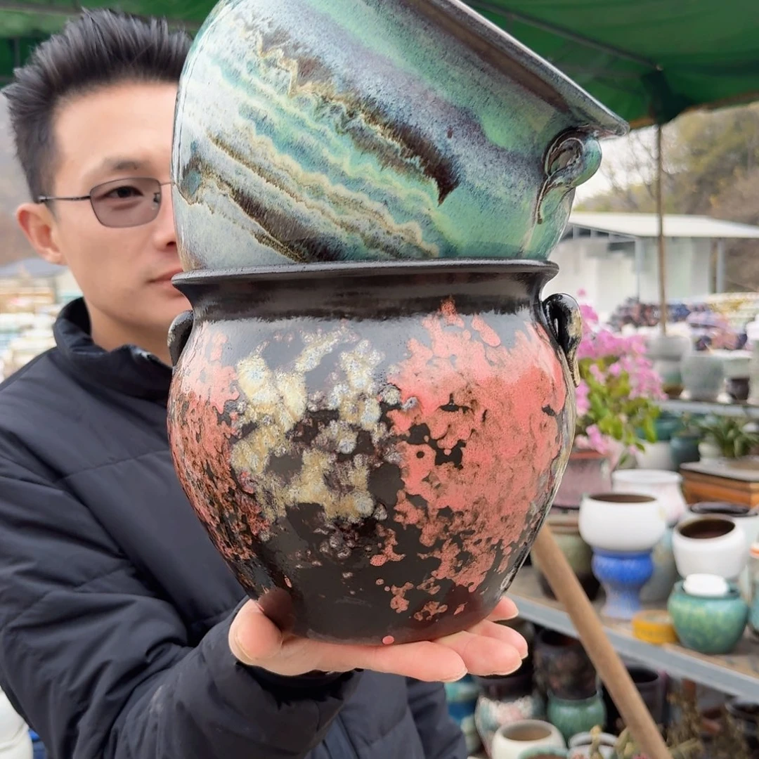紫砂花盆口20高19（两个胖子耳朵！！新款