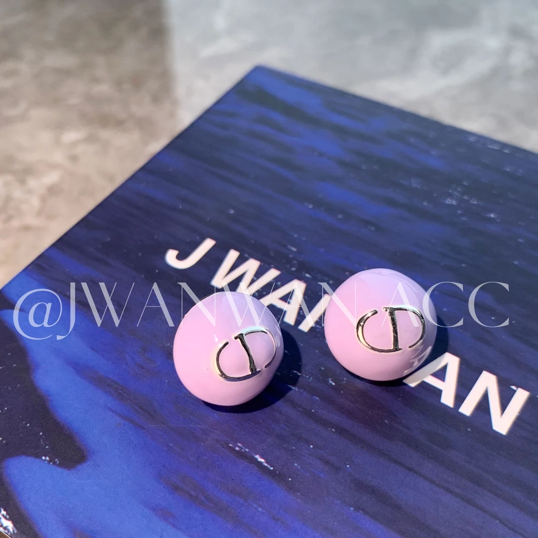 铜合金耳饰 香芋麻薯.香芋紫珐琅圆形纽扣耳钉01ED2871SM