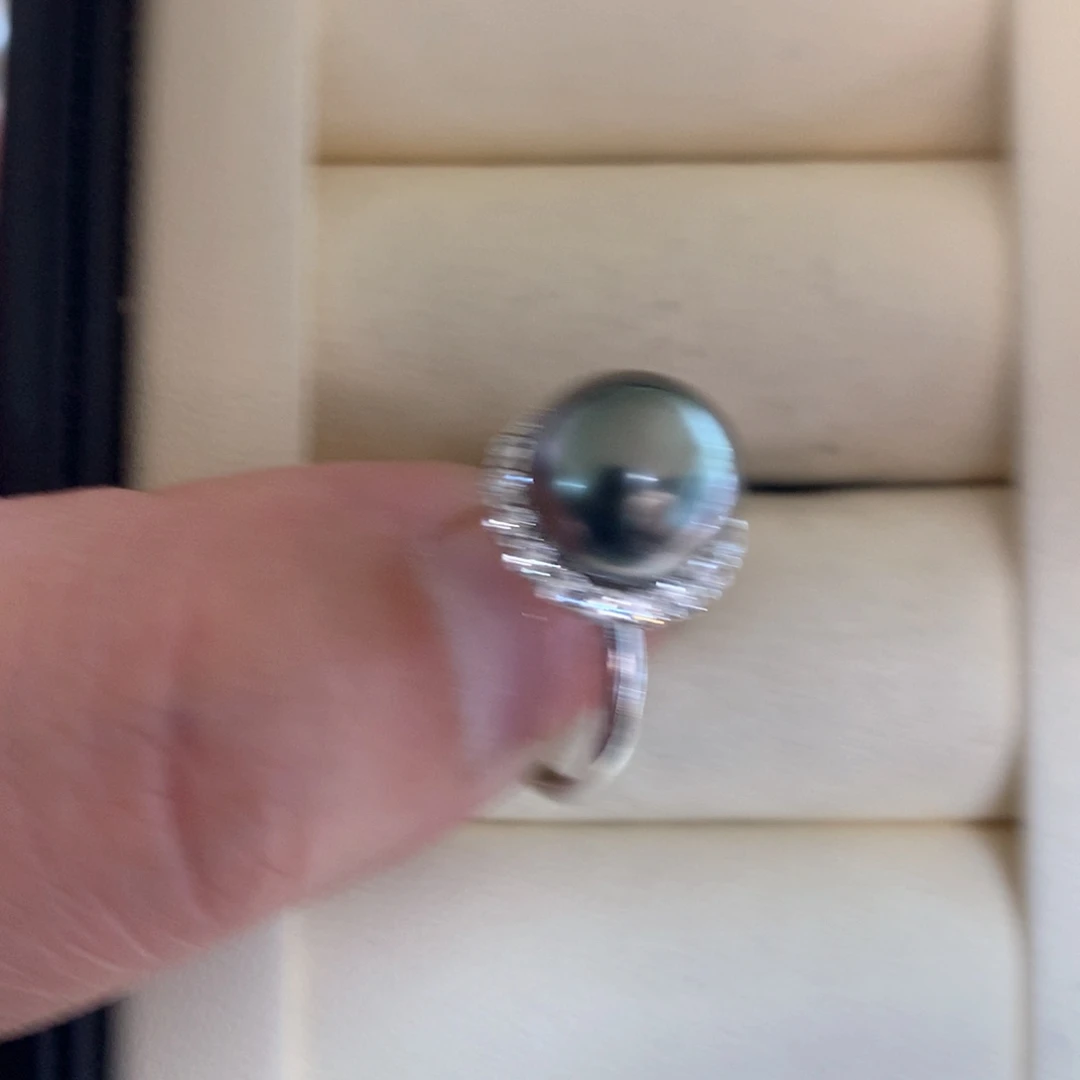 银S925镶嵌海水珍珠戒指