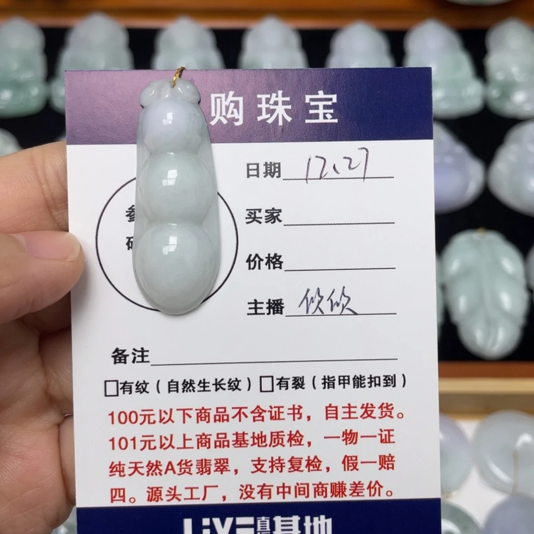 翡翠未镶嵌颈饰福豆