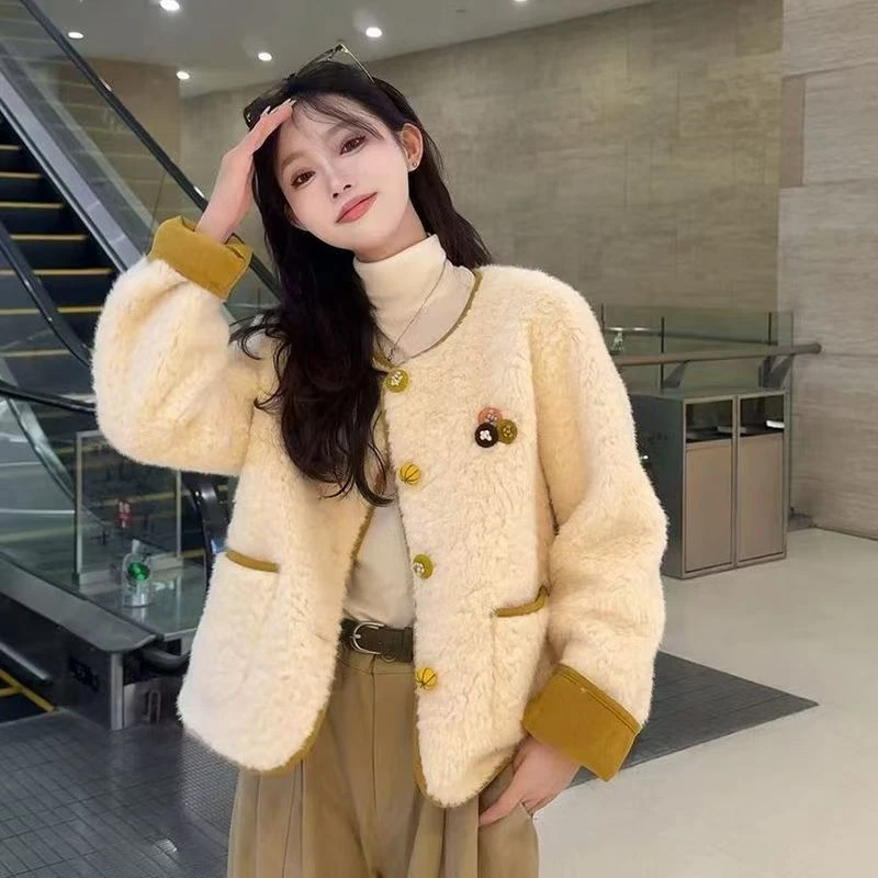 时尚撞色小香风气质短外套女秋冬季法式赫本风小个子时髦宽松上衣