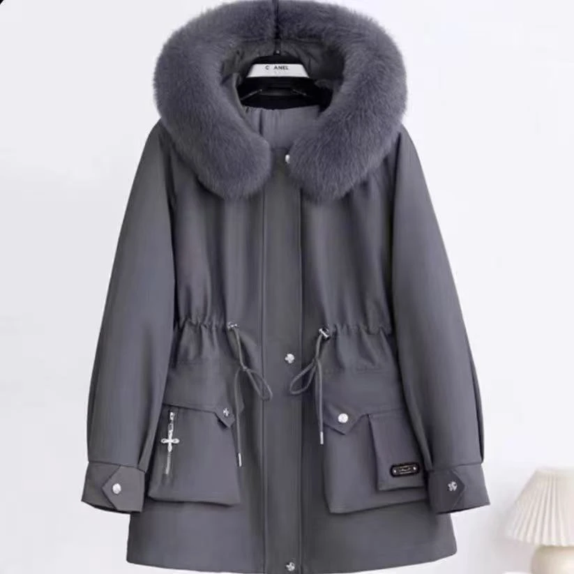 冬季兔兔内胆四叶女款毛领派克服