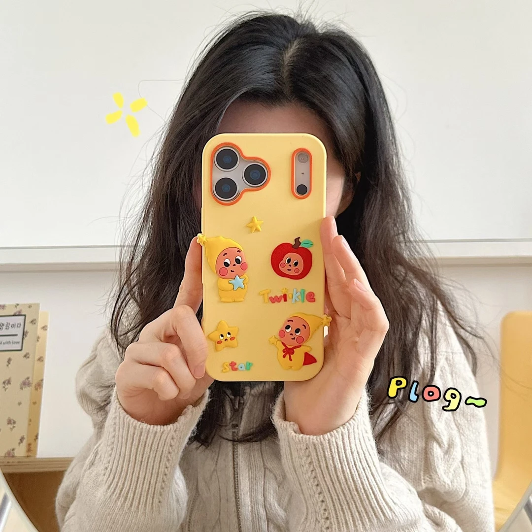 卡通可爱满屏星星人表情iPhone17苹果16适用14/15pro max手机壳13