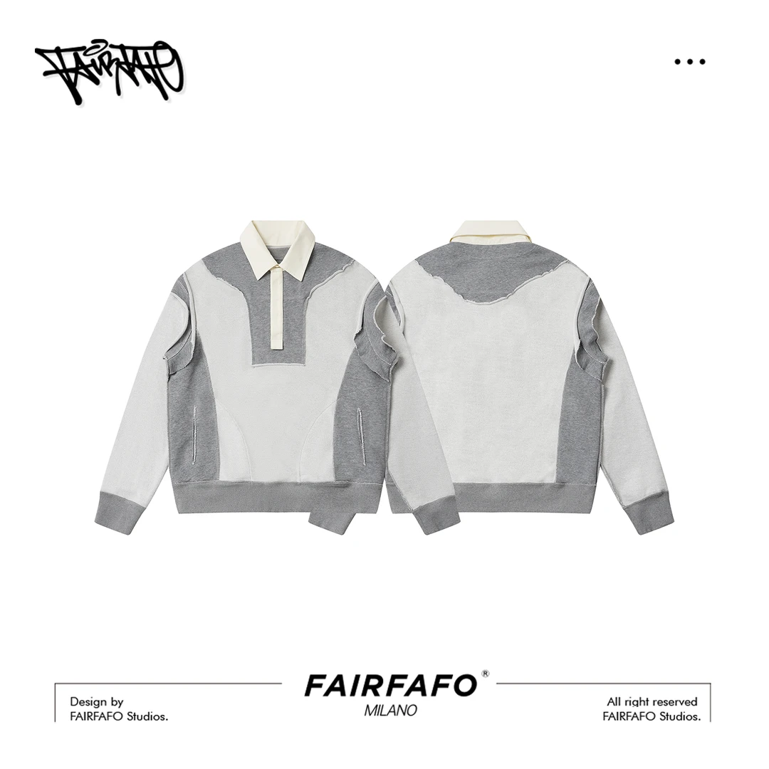 【撞色拼接卫衣】ZYWY57021时尚潮牌休闲百搭设计感拼接卫衣