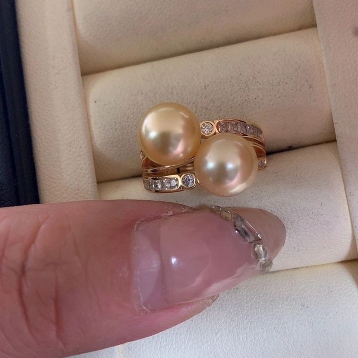 银S925镶嵌戒指海水珍珠