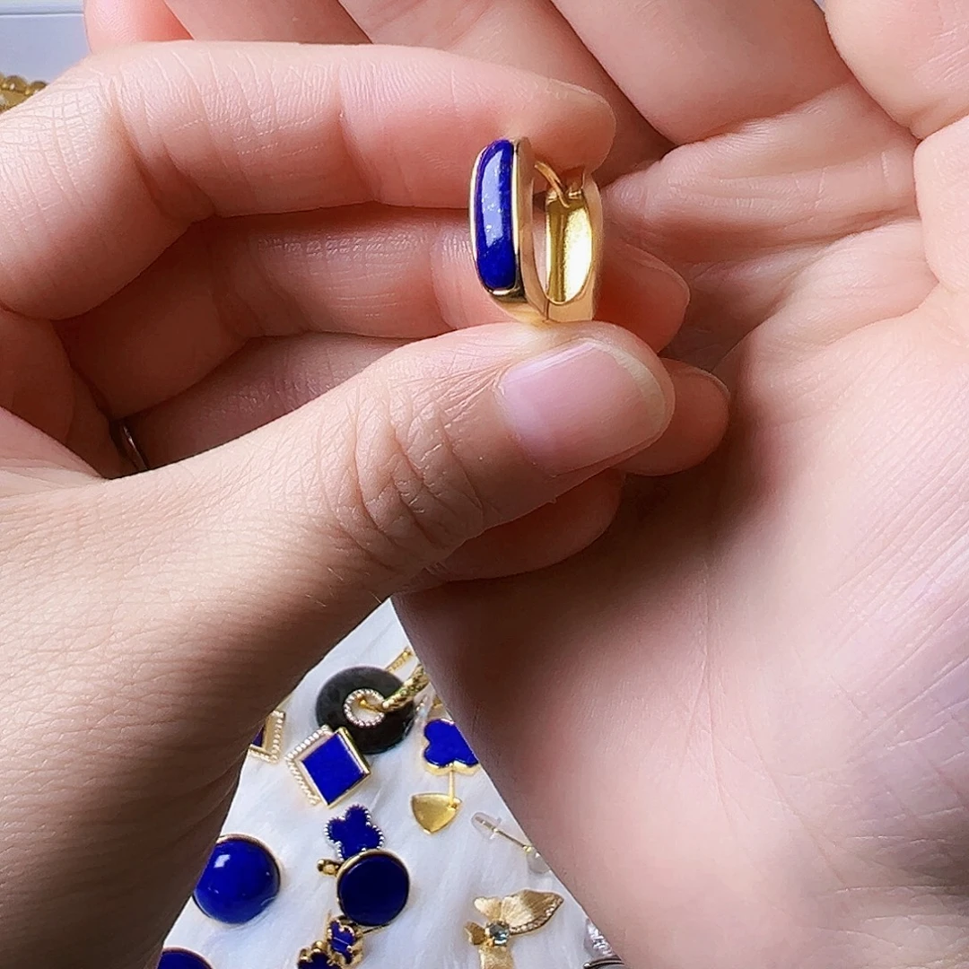 青金石银S925镶嵌颈饰耳饰拍两单