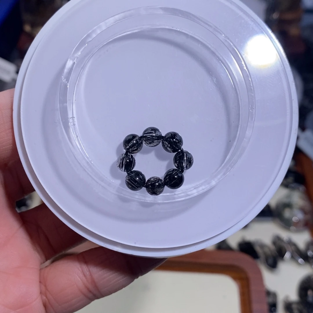 手链水晶未镶嵌黑发晶跑环6mm全透体满发顺发