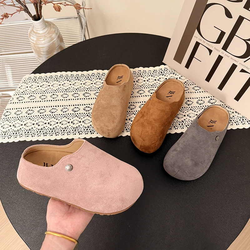 厚底大头勃肯鞋女2025新款百搭休闲内增高软底懒人一脚蹬拖包头鞋