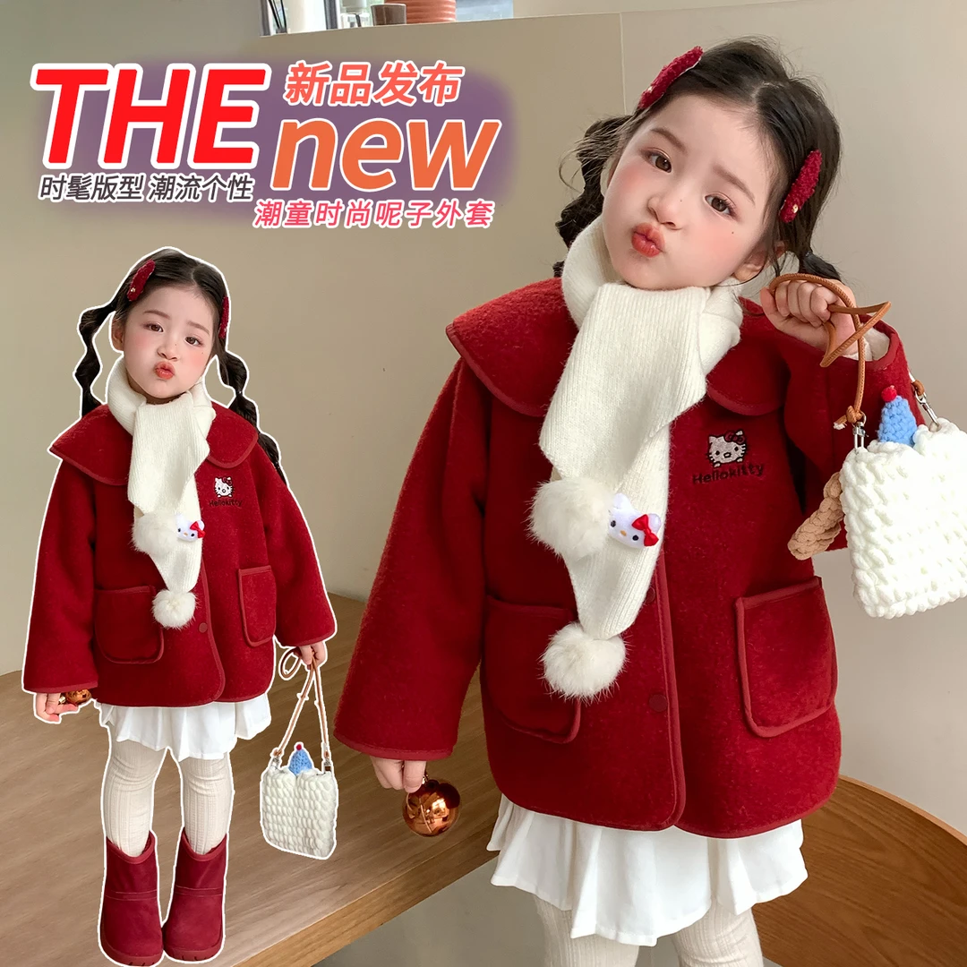 超洋气小女孩秋冬外套女童冬装韩系纯色女宝宝加厚冬季呢子上衣服