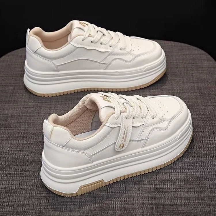 【奥莱专柜】百搭小白鞋女鞋2025新款秋季爆款松糕白色增高厚底鞋