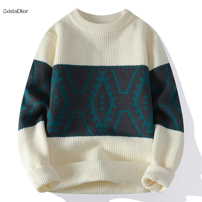 eddadior法国轻奢品牌男士服饰打底衫新款拼色针织毛线衣时尚百