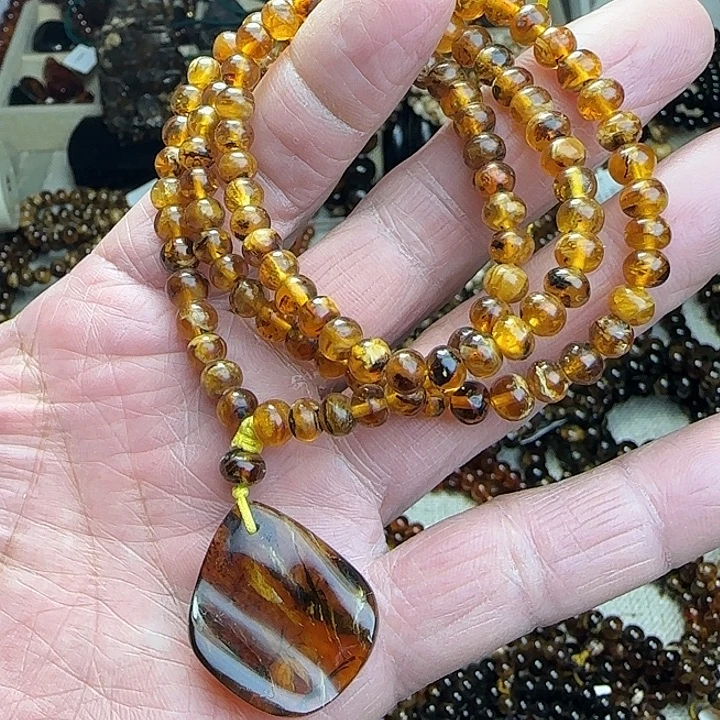 *****琥珀未镶嵌颈饰抚顺蜜蜡6mm链