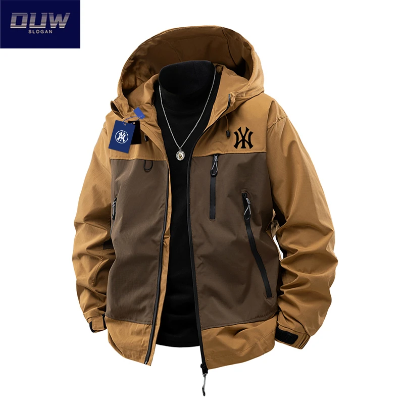 O.U.W2025新款工装夹克撞色秋冬冲锋衣外套男士潮牌美拉德风夹克