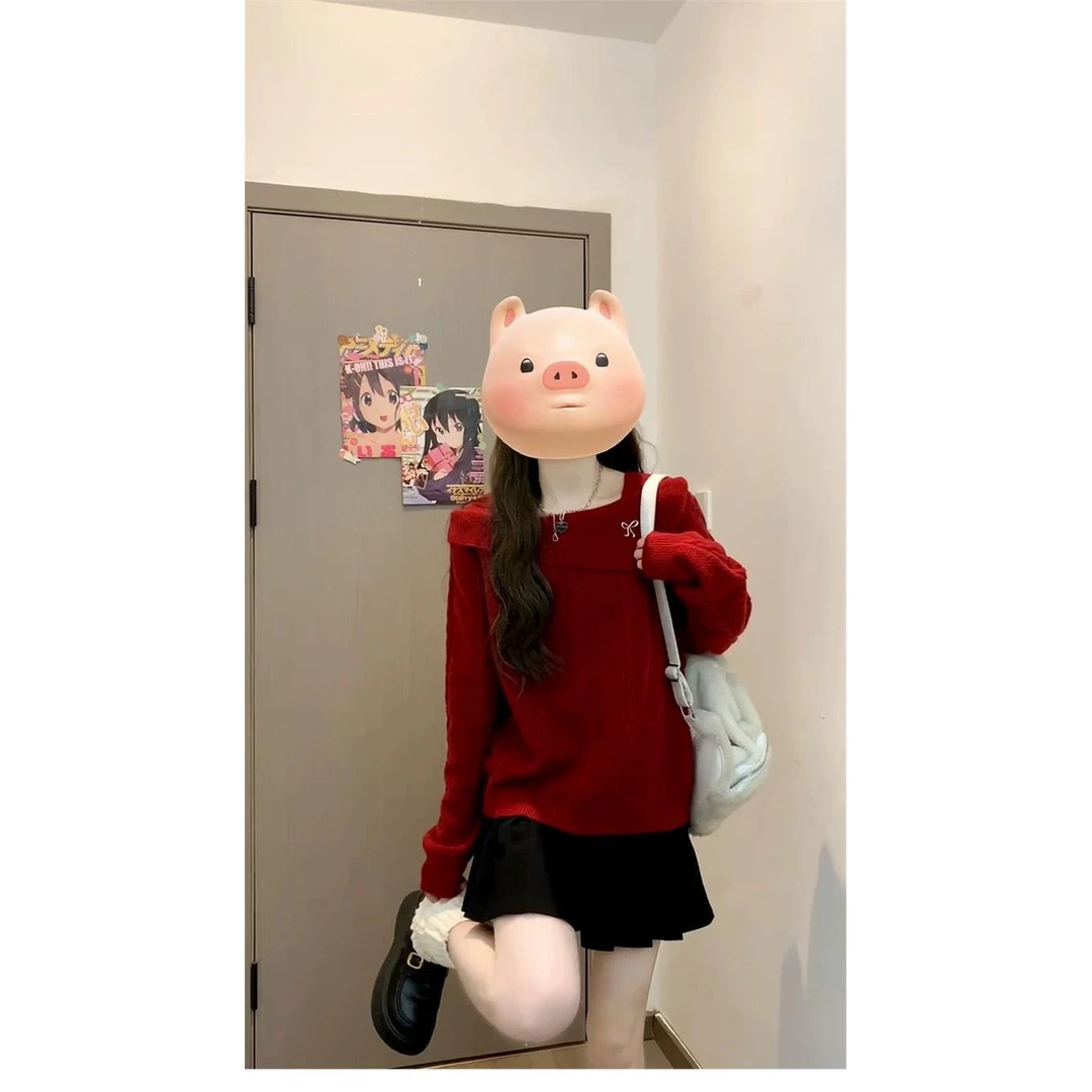 高级感方领麻花针织衫毛衣女2025秋冬新款显瘦百搭休闲上衣打底衫